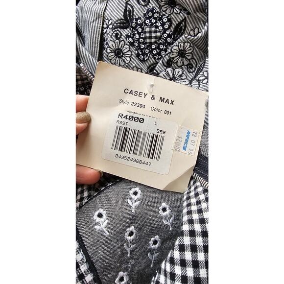 NWT VTG Casey & Max Emb Gingham Patchwork Vest and Shirt Set Women Large Black - Picture 11 of 11